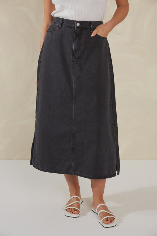 Haven Dalton Denim Skirt - Slate