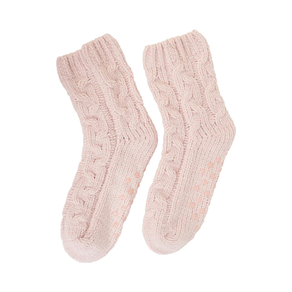Annabel Trends Chenille Room Socks Pink Quartz Dark Sage