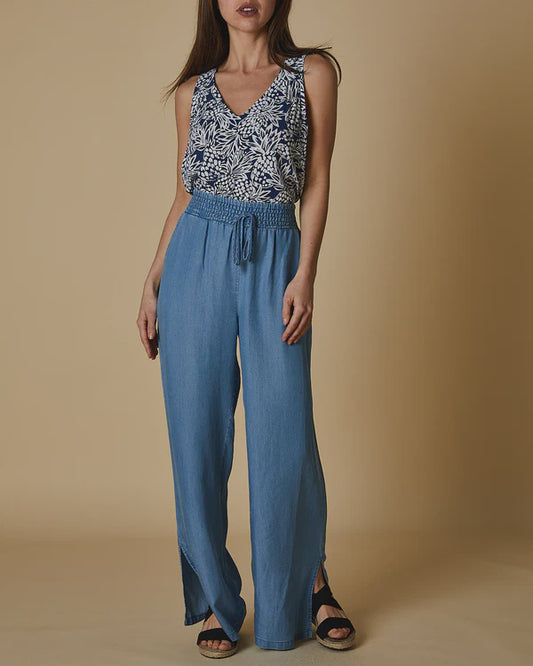 Cherrylane Shirred Waist Pant Light Denim Blue