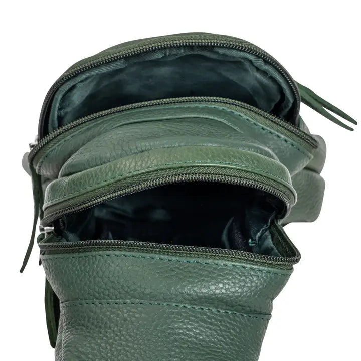 Greenwood Leather Summit Sling Backpack - Sea Green