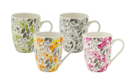 Bundanoon Coupe Shape Floral Mugs Set Of 4