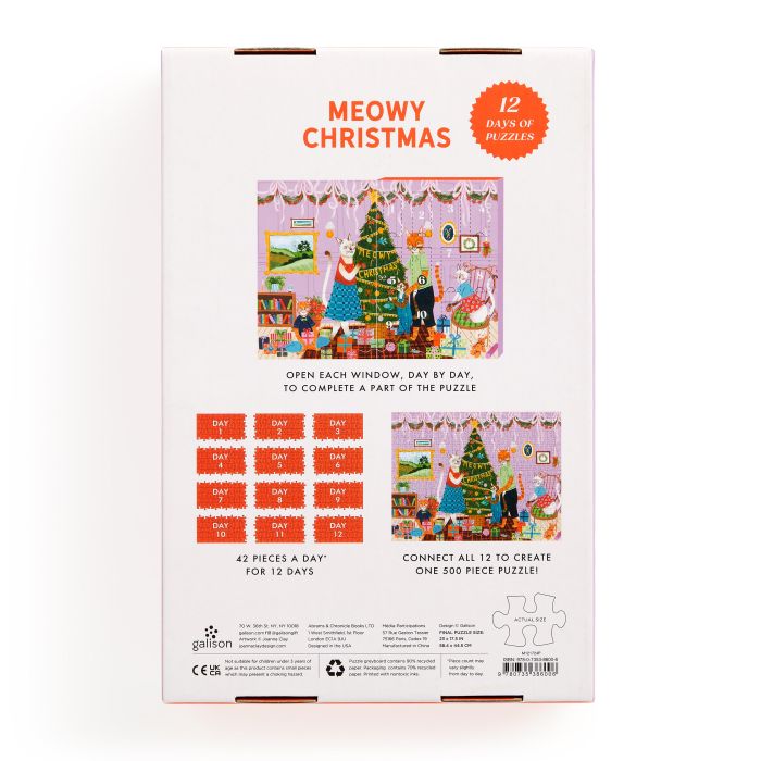Galison Meowy Christmas 12 Days Of Puzzles 500 Piece