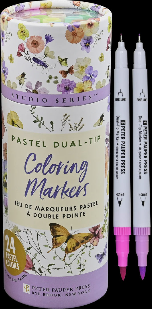 Peter Pauper Set/24 Pastel Dual-Tip Colouring Markers
