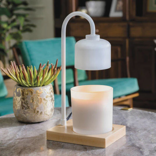 Candle Warmers Arched Candle Warmer Lamp White & Wood