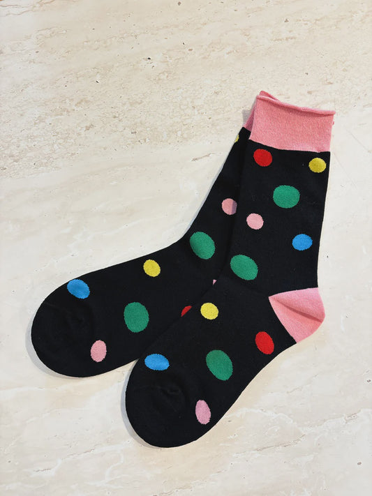 Basic Socks Classic Polka Crew Socks Black