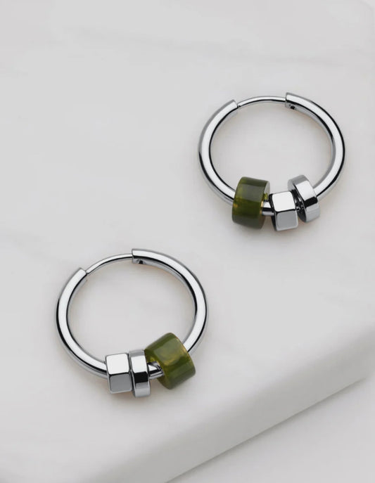 Zafino Amina Hoop - Olive/Silver