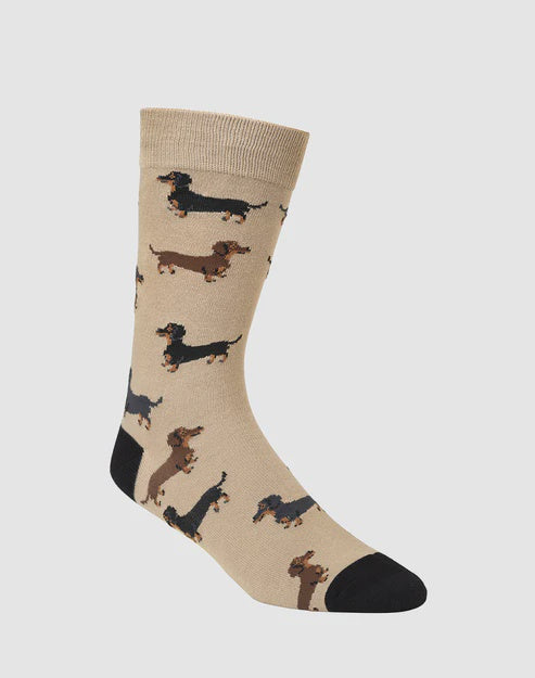 Bamboozld Mens Dash Pups Bamboo Socks Stone Size 7-11