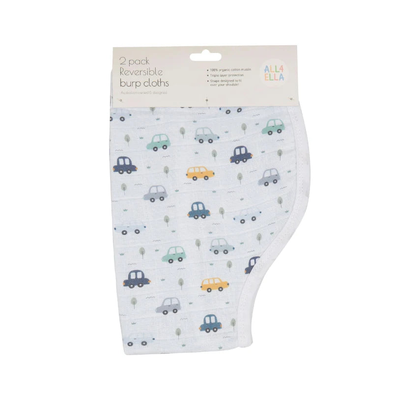 All4Ella Reversible Burp Cloths 2 Pack