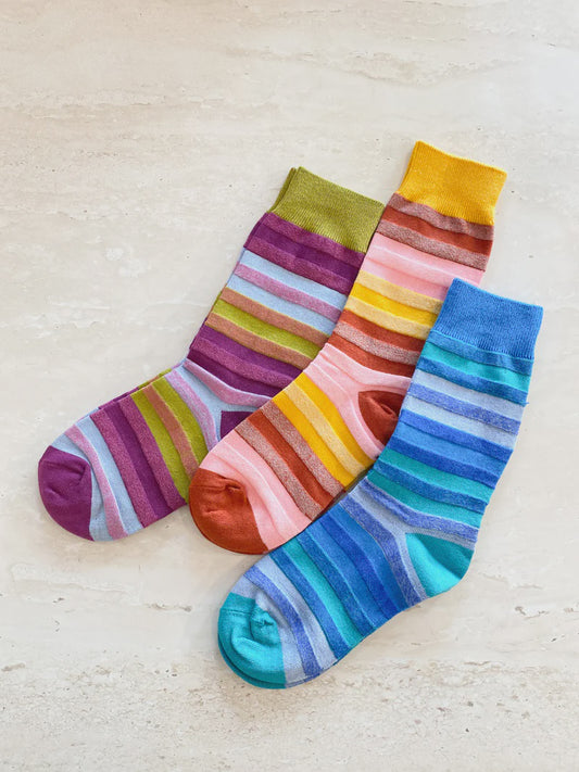 Basic Socks Multi Stripe Crew Socks