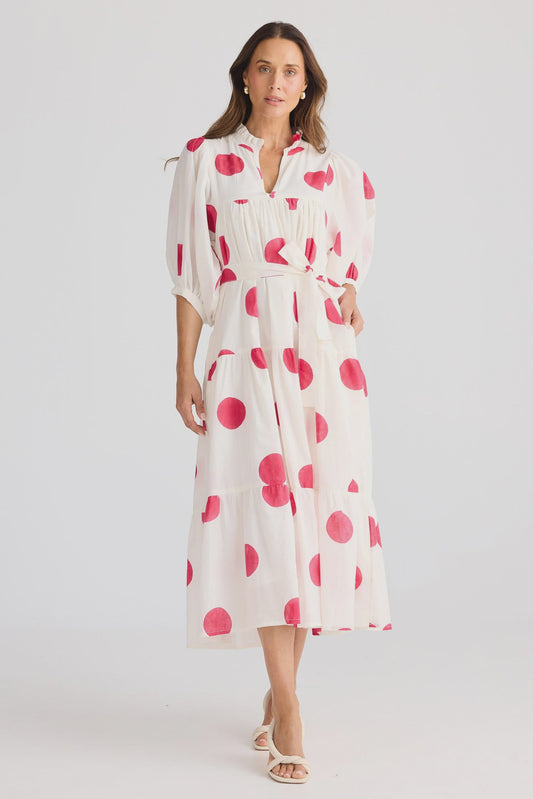 Brave + True Dottie Midi Dress Red Spot