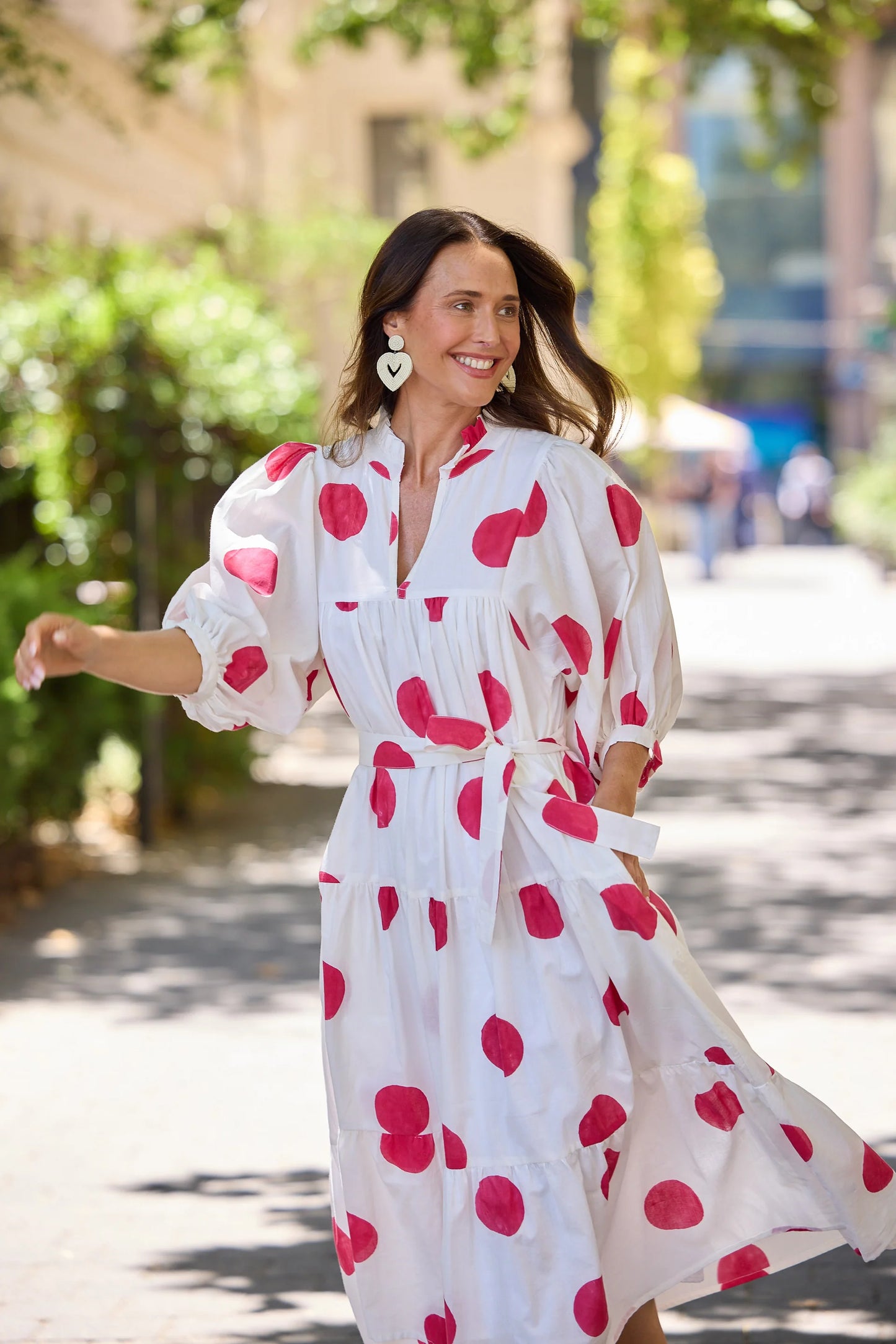 Brave + True Dottie Midi Dress Red Spot