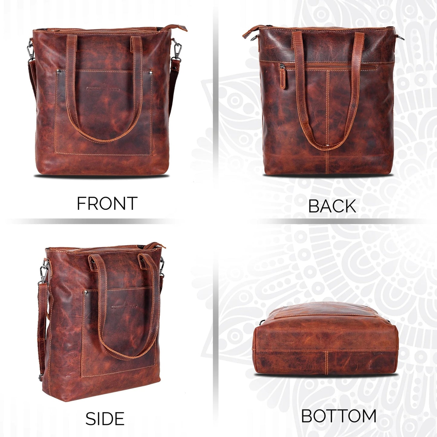 Greenwood Leather Tote Bag Bunbury - Sandal