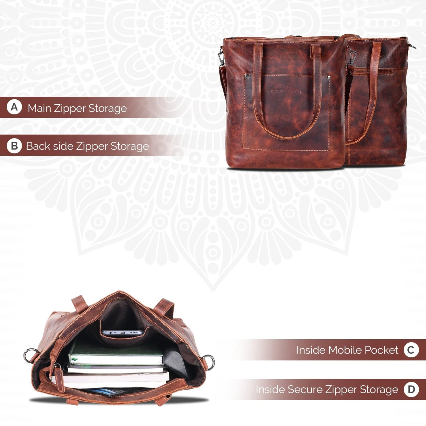 Greenwood Leather Tote Bag Bunbury - Sandal