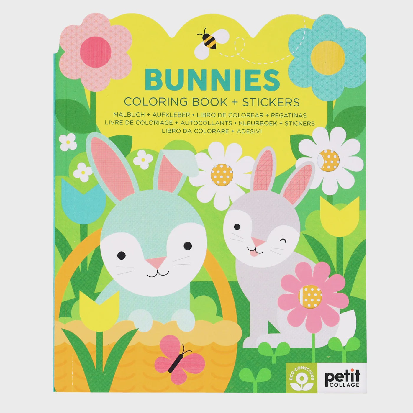 Petit Collage Bunnies Colouring Book + Stickers
