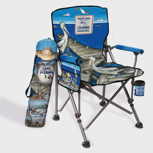 Lisa Pollock Camp  Chair - Gone Fishing