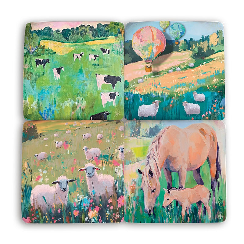 DWBH Set/4 Resin Coasters - Farm