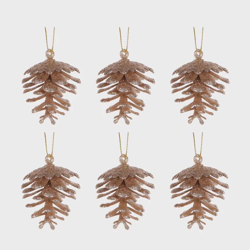 Holly & Ivy Mini Glittered Champagne Pinecone