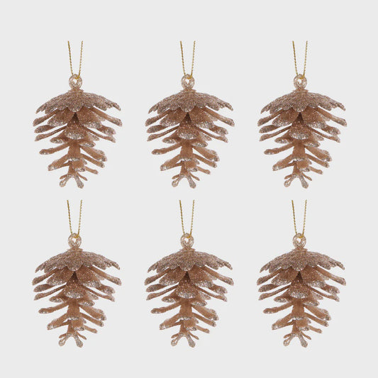 Holly & Ivy Mini Glittered Champagne Pinecone