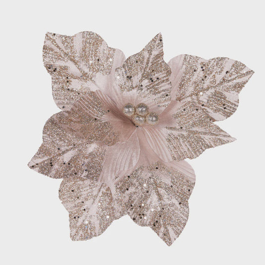 Holly & Ivy Champagne Clip Flower 28 CM