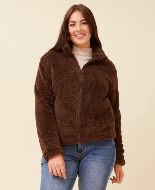 Caroline Morgan Teddy Jacket - Chocolate