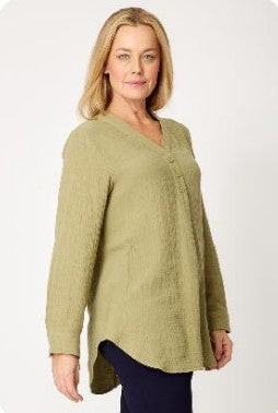 Cordelia St Bubble Cotton Button Shirt - Khaki