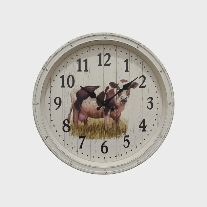 Cubby House Cow in Paddock Wall Clock - 40cm