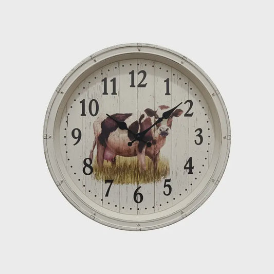 Cubby House Cow in Paddock Wall Clock - 40cm