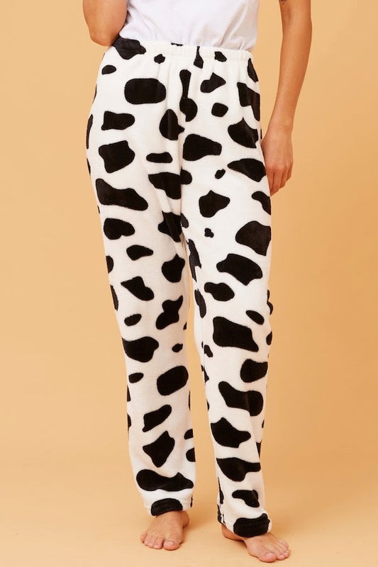 Caroline Morgan Fleece Pyjama Pants - Cow Print