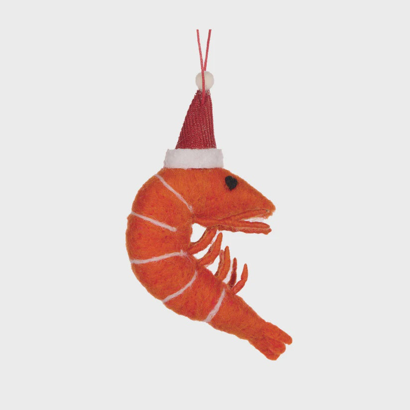 Holly & Ivy Wool Prawn With Santa Hat