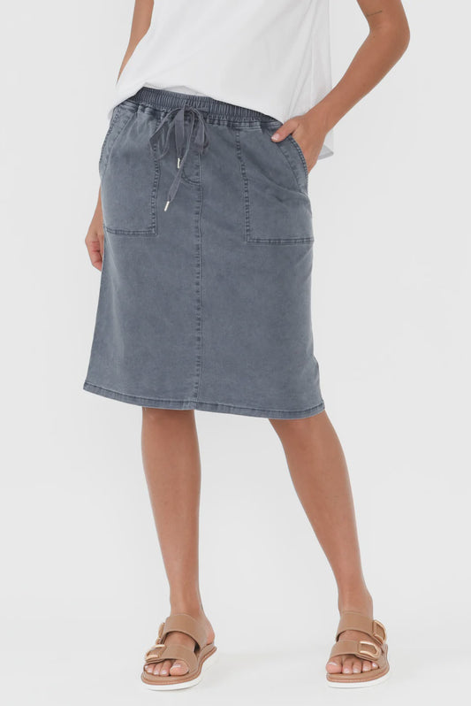 Cafe Latte Enzyme Wash Drawstring Skirt