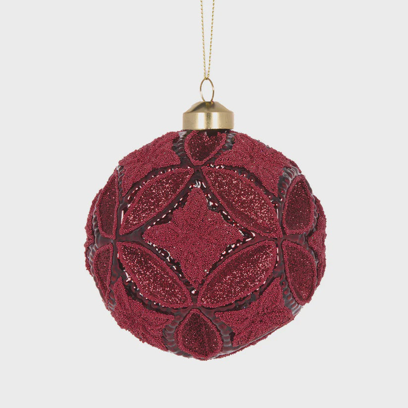 Holly & Ivy Vintage Burgundy Diamond Cut Bauble