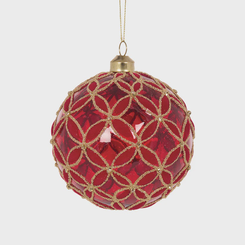 Holly & Ivy Transparent Red Fleur Bauble