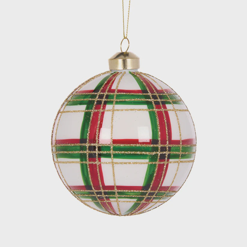 Holly & Ivy Modern Tartan Bauble