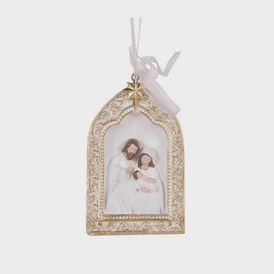 Holly & Ivy White And Gold Arch Nativity Hanging