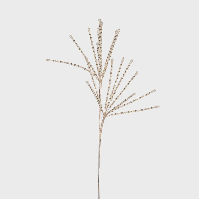 Holly & Ivy Beaded Spray 76cm - Gold
