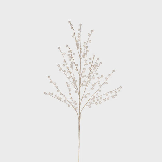 Holly & Ivy Beaded Branch 78cm - Champagne Pearl