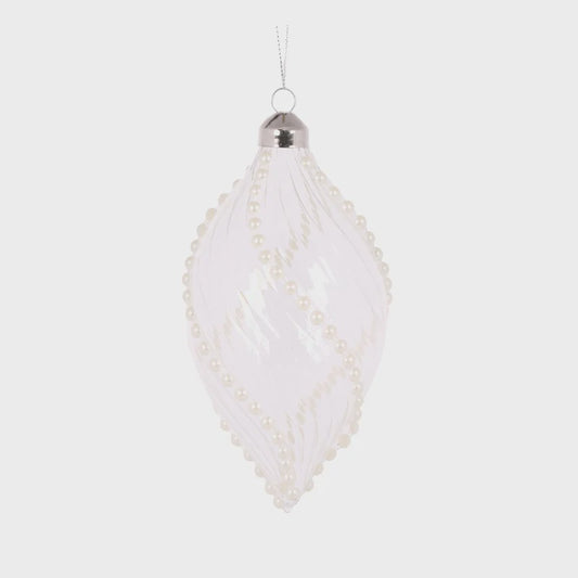 Holly & Ivy Etched Swirl Drop Bauble