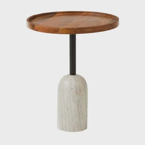 Coast to Coast Roland Wood &  Marble Side Table