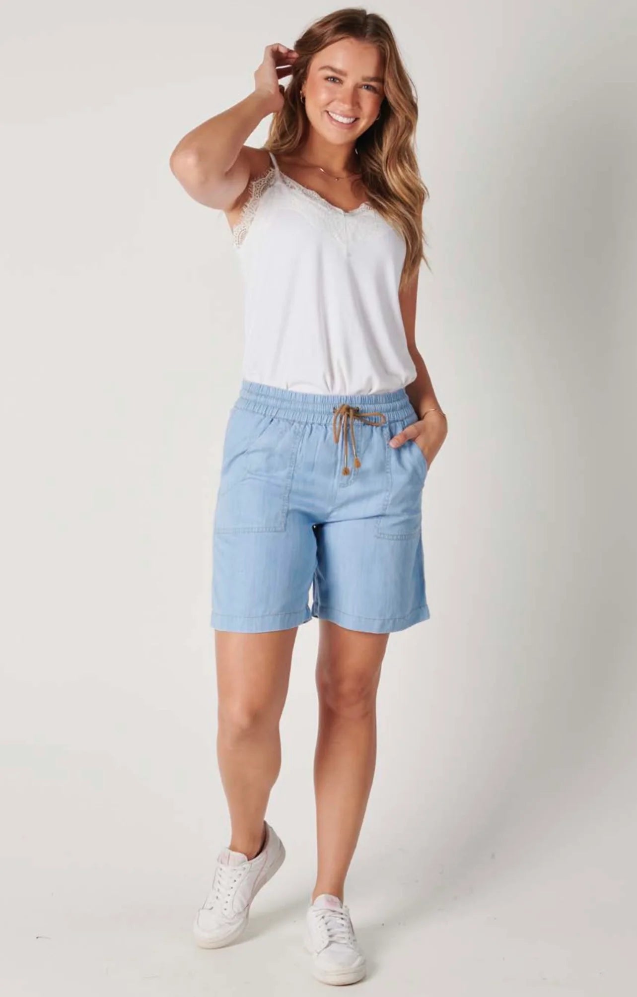 One Ten Willow Longline Short Chambray Blue