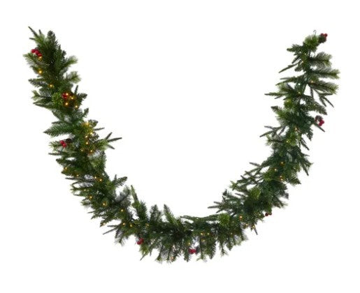 Gala Pine Garland w/ Cones & Berries