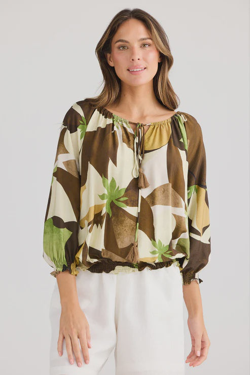 Holiday Seaside Top Jungle Print