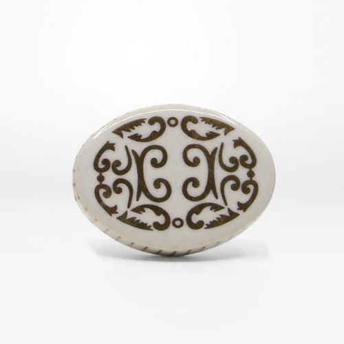 DWBH Ceramic Door Knob - Cream/Gold