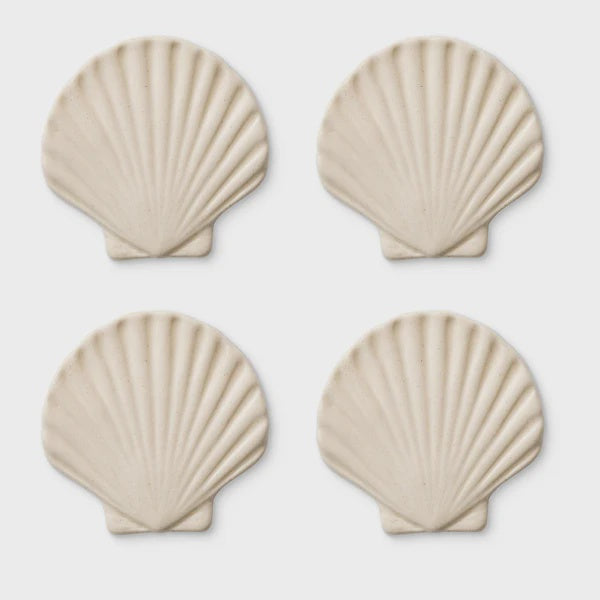 Madras Link Seashell Coasters - Off-White