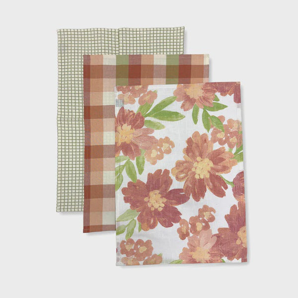 Madras Link Rosie Teatowel Set/3