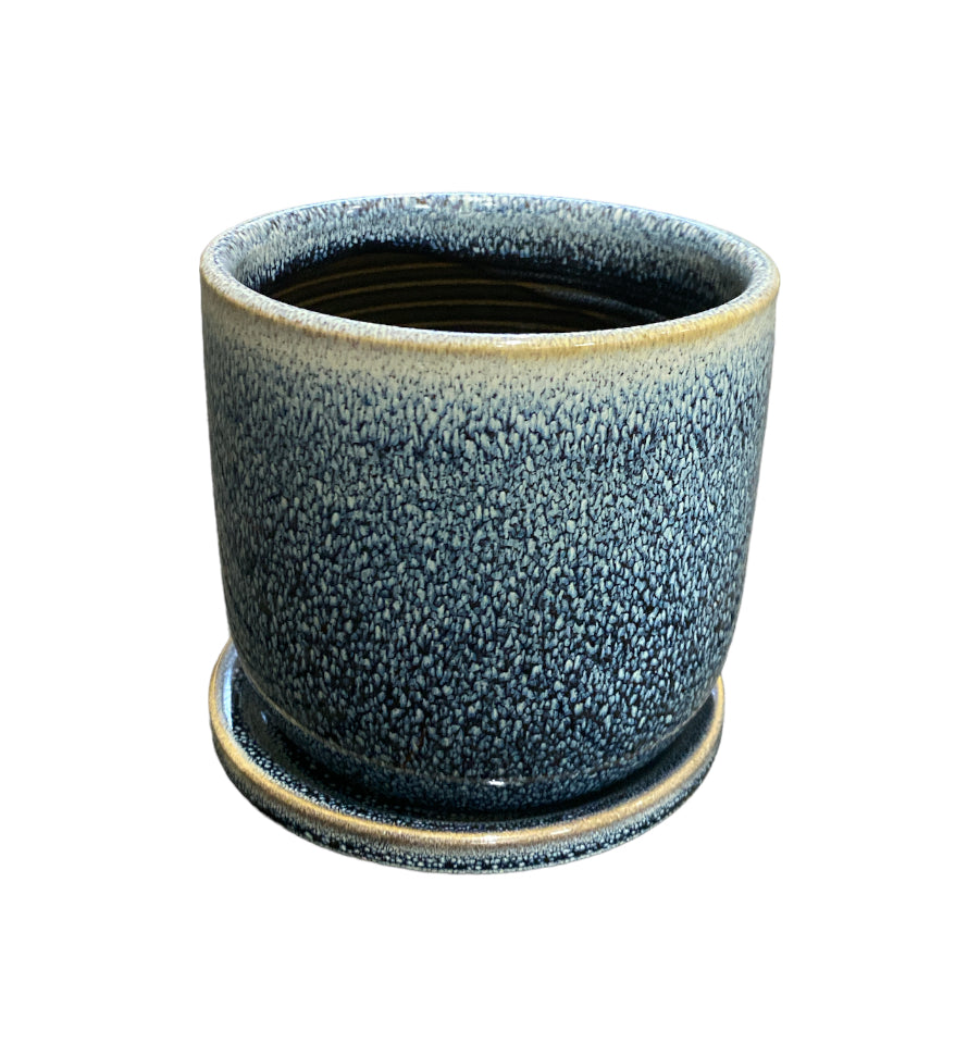 CTC Tana Ceramic Pot w Saucer 11.5x11.5cm Blue