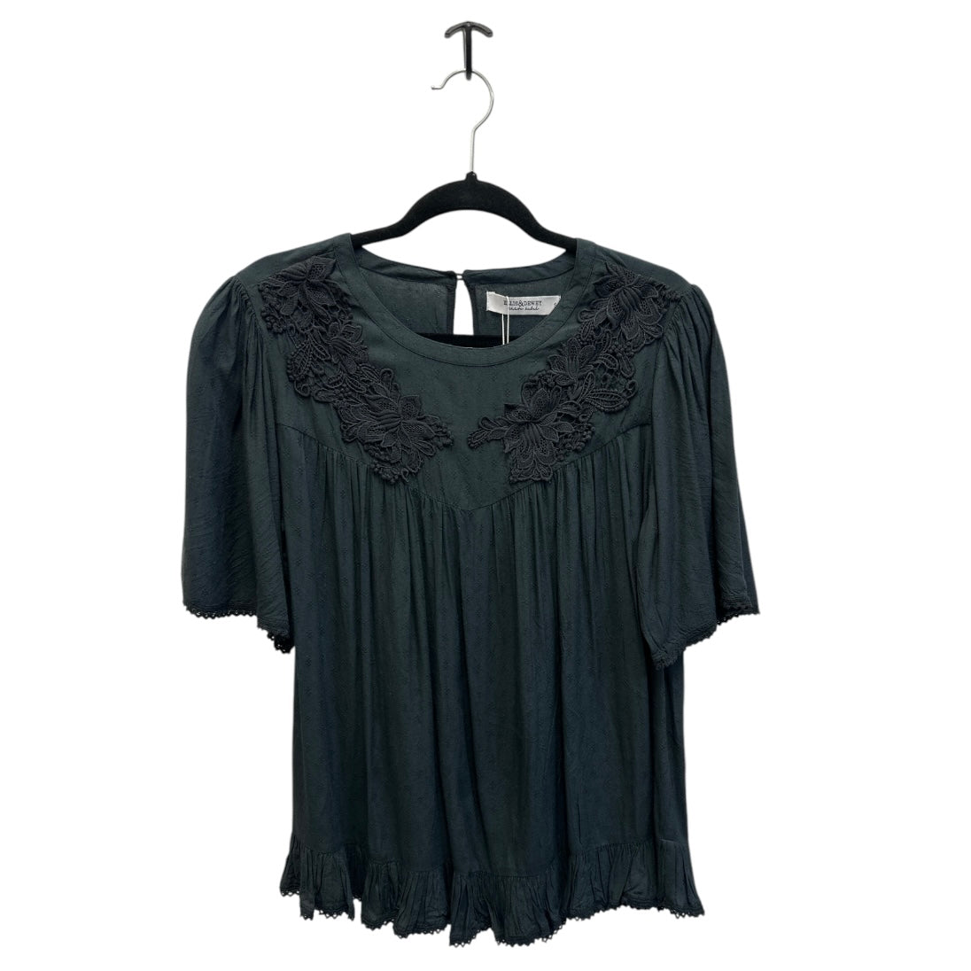 E&D Bell Sleeve Lace Detail Top - Black