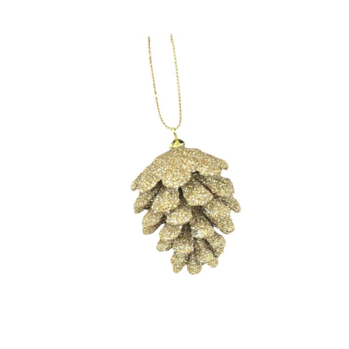Holly & Ivy Mini Glitter Pinecones - Champagne