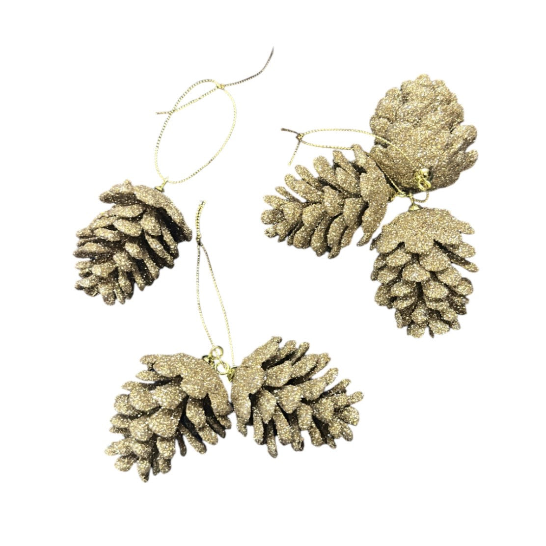 Holly & Ivy Mini Glitter Pinecones - Champagne