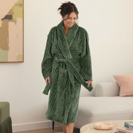 Bambury Channel Fleece Robe - Juniper
