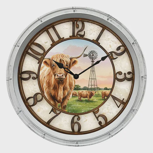 Kelly Lane Highland Cow Wall Clock - 40cm